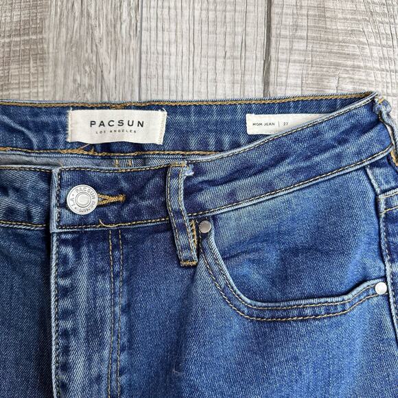PacSun Med Wash Straight Mom Jeans WMNS 27 Blue High Rise Preppy Casual Travel - Picture 3 of 7